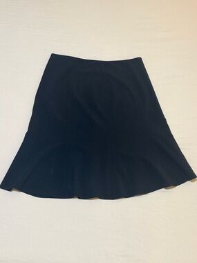 Classic Black A-line Fluted Bottom Women's Skirt